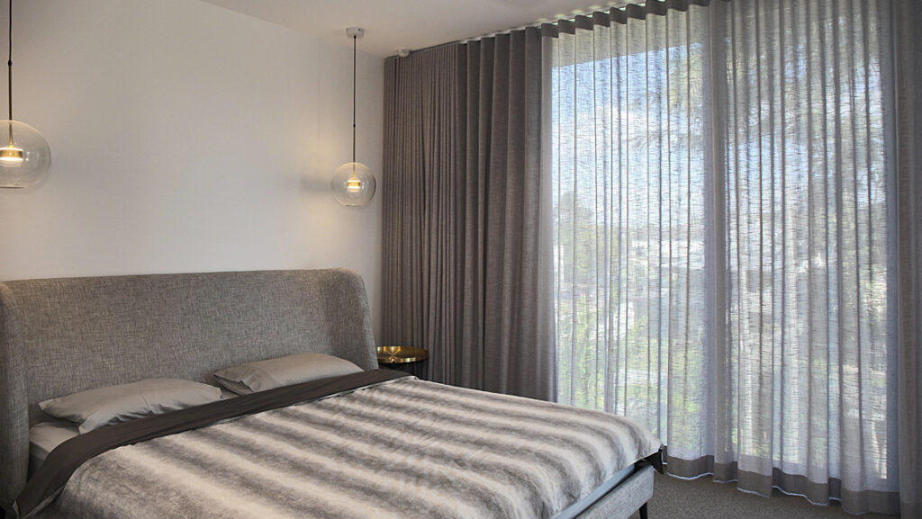Sheer curtains in bedroom in new Farm Brisbane